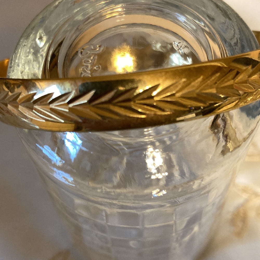 Gold Tone Bangel Bracelet Diamond Cut Leaf Design